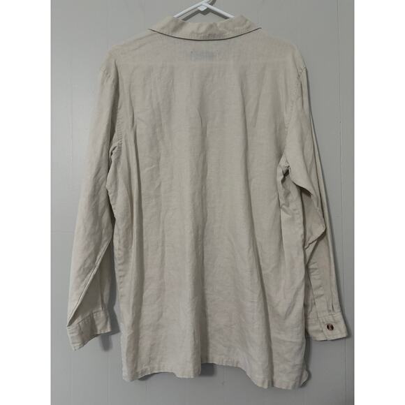 Real Comfort Size Large Linen Long Sleeve Button Front Shirt - Picture 4 of 4